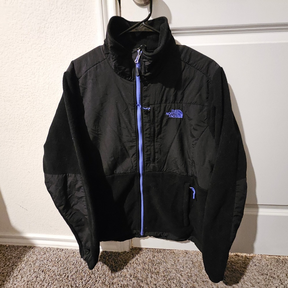 The North Face Black Fleece Jacket Womens XL Full Zip Logo Accents